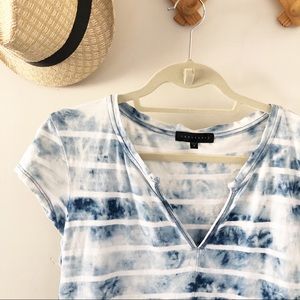 Sanctuary Blue White Tie Dye & Stripes Top // S